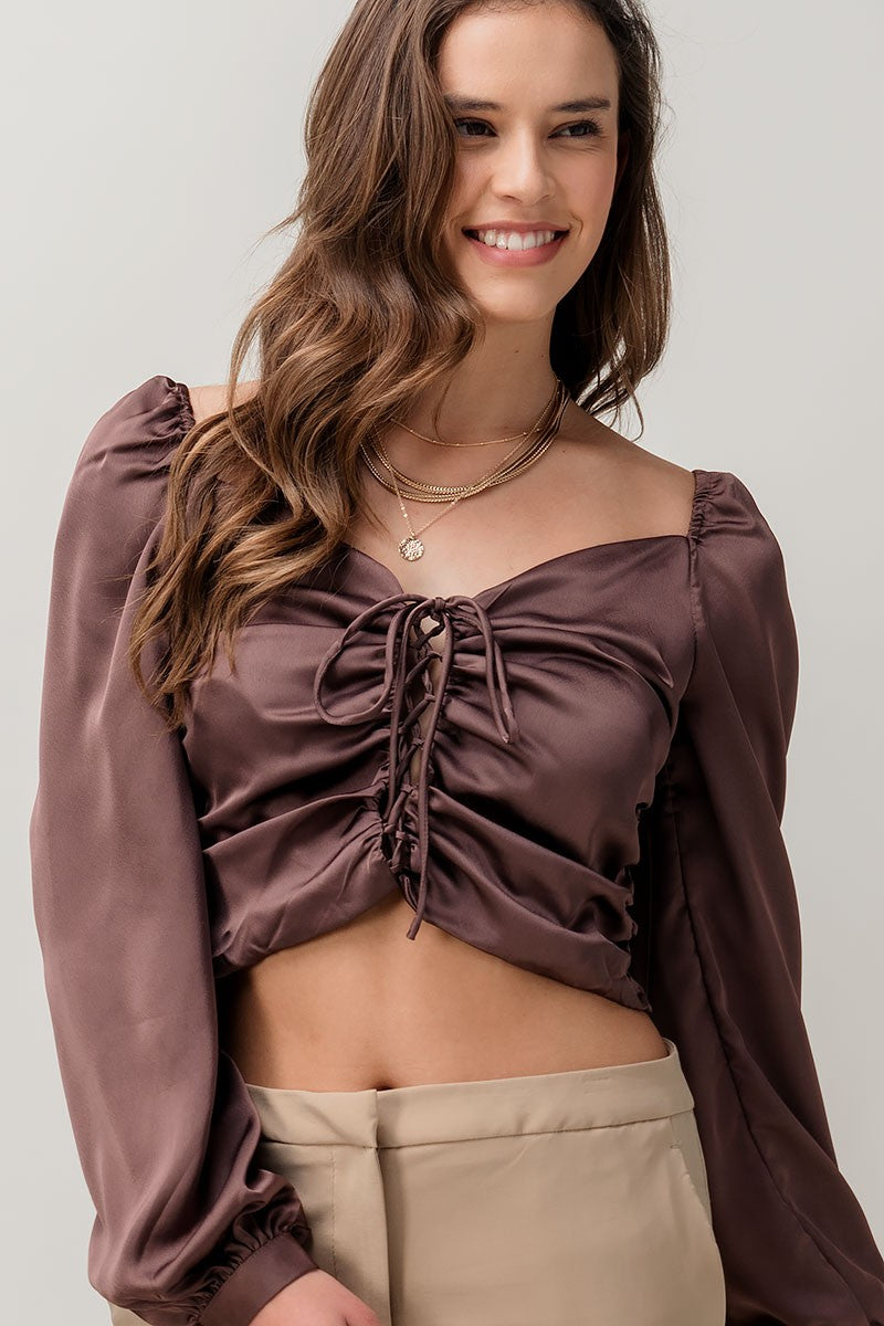 Vienna Satin Blouse (Dark Mauve)