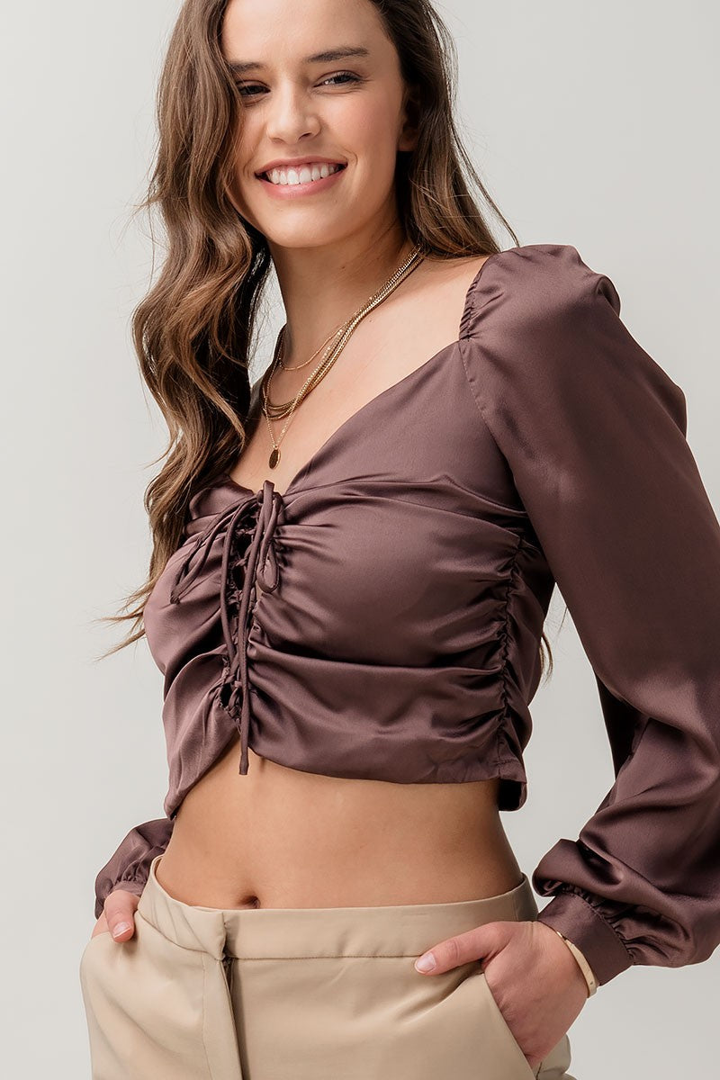 Vienna Satin Blouse (Dark Mauve)